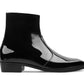 Handmade Black Shiny Genuine Patent Leather High Ankle Stylish Side Zipper Boots For Men's