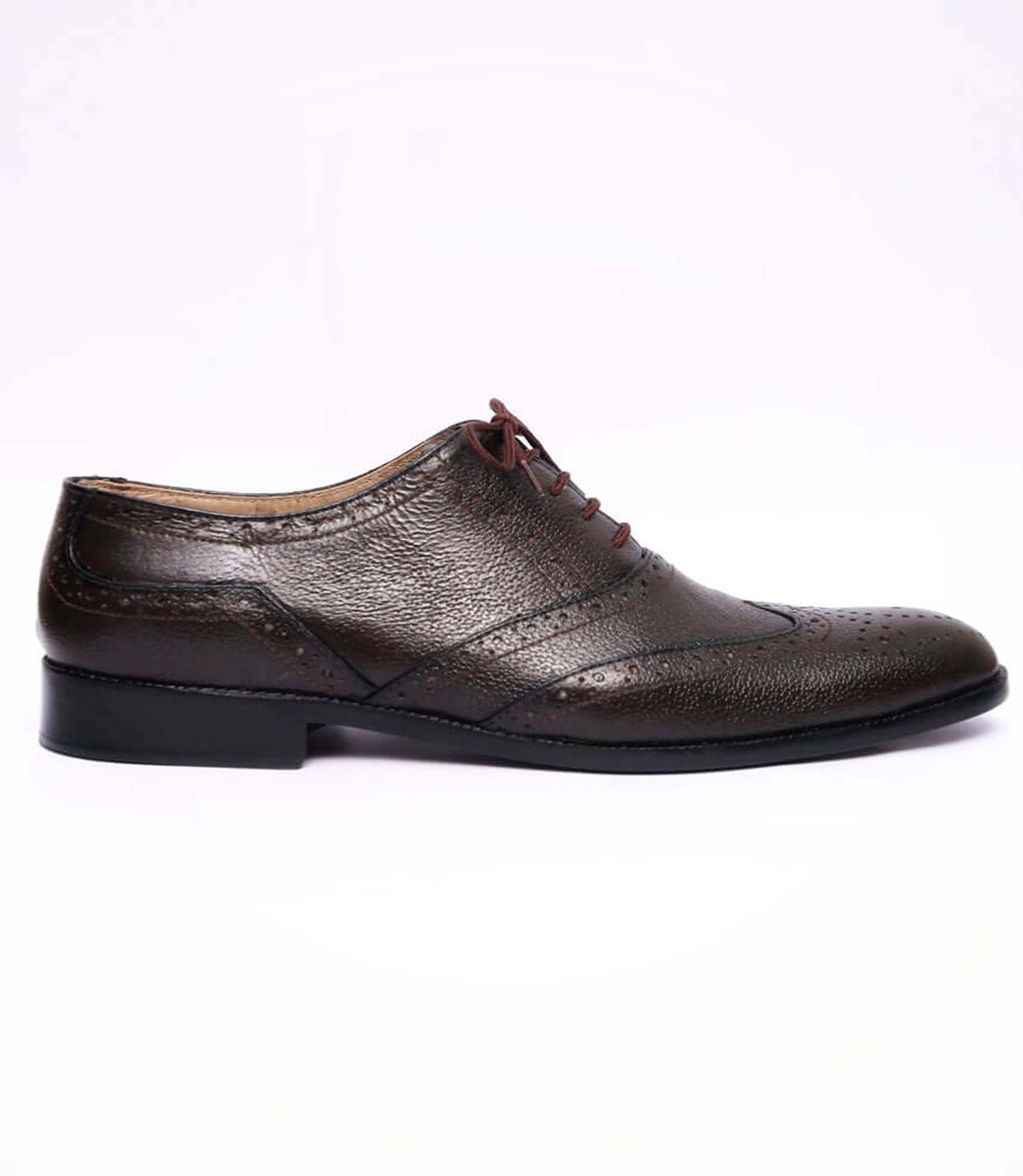 Handmade Chocolate Brown Color Genuine Leather Wing Tip Brogues Stylish Oxfords Dress Shoes For Men's