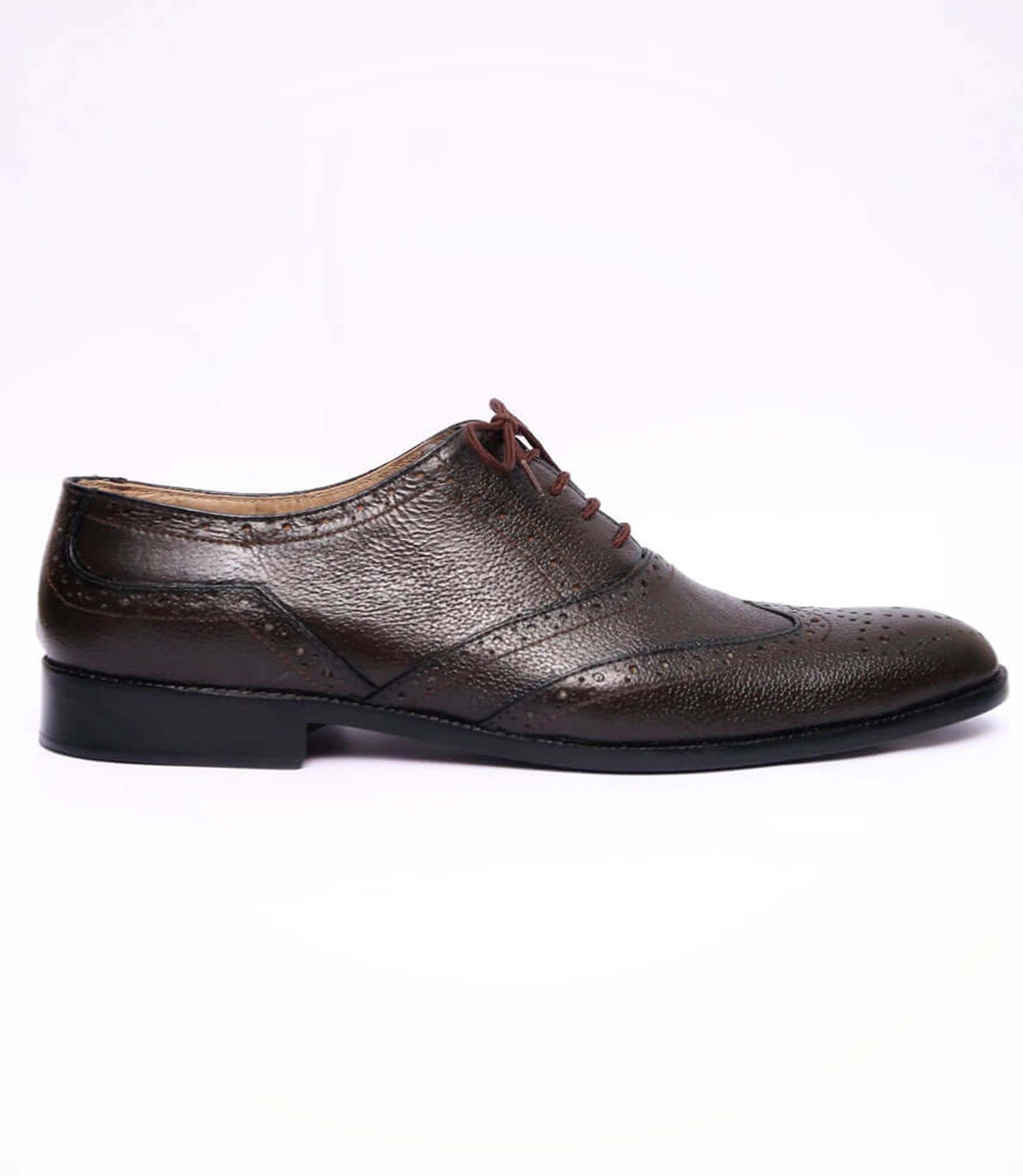 Handmade Chocolate Brown Color Genuine Leather Wing Tip Brogues Stylish Oxfords Dress Shoes For Men's