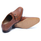 Handmade Brown Color Original Leather Stylish Apron Toe Strap Shoes For Men's