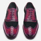 Handmade Black & Purple Color Genuine Leather & Suede Wing Tip Brogue's Stylish Oxfords Dress Shoes For Men's