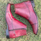Handmade Burgundy Color Genuine Calf Leather Cap Toe Ankle High Stylish Side Zipper Boots For Men's