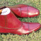 Handmade Burgundy Color Genuine Calf Leather Cap Toe Ankle High Stylish Side Zipper Boots For Men's