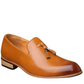 Handmade Tan Color Genuine Leather Stylish Slip-On Tasseled Loafers Pumps Shoes For Men's