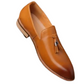 Handmade Tan Color Genuine Leather Stylish Slip-On Tasseled Loafers Pumps Shoes For Men's