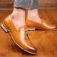 Handmade Tan Color Genuine Leather  Stylish Loafers Tasseled Dress Shoes For Men's