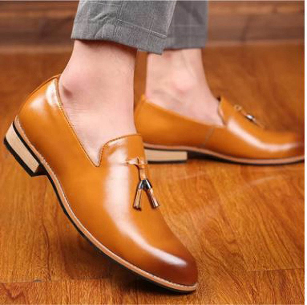 Handmade Tan Color Genuine Leather  Stylish Loafers Tasseled Dress Shoes For Men's