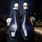 Handmade Black & Navy  Blue Color Genuine Calf Leather Chukka Lace Up  Boots For Men's