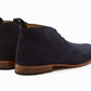 Handmade Navy  Blue  Color Genuine Suede Stylish Chukka Lace Up  Boots For Men's