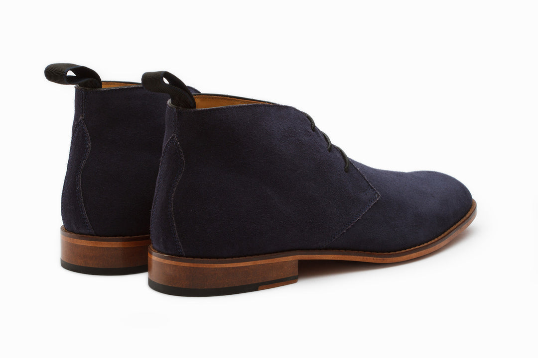 Handmade Navy  Blue  Color Genuine Suede Stylish Chukka Lace Up  Boots For Men's