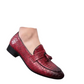 Handmade Burgundy Color Genuine Alligator Textured Leather Stylish Loafers Apron Toe Tassel Shoes For Men's