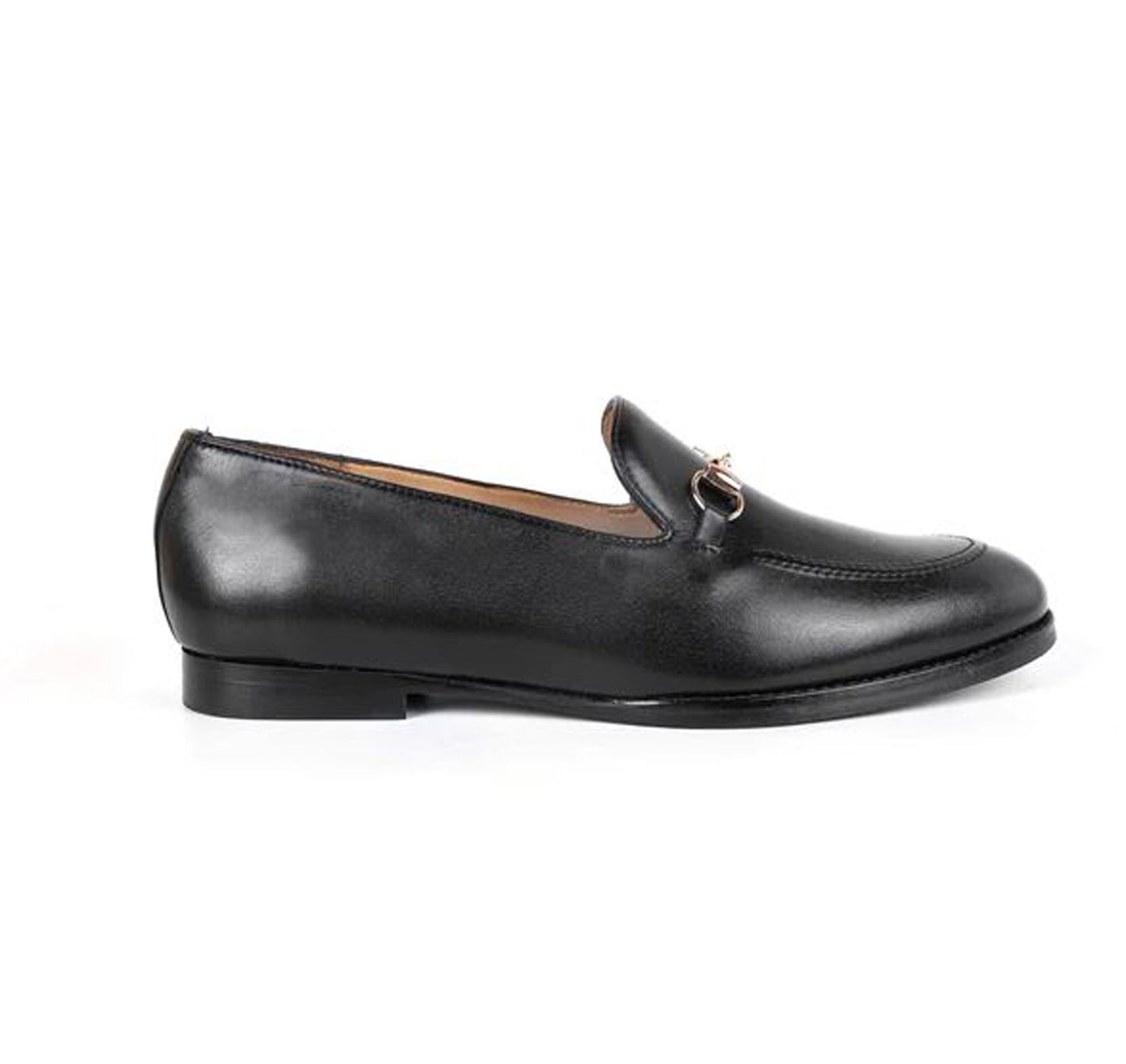 Handmade Black Color Genuine Leather Stylish Loafers Apron Toe Shoes For Men's