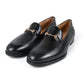 Handmade Black Color Genuine Leather Stylish Loafers Apron Toe Shoes For Men's