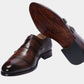 Handmade Chocolate Brown Color Genuine Leather Stylish Cap Toe Strap Shoes For Men's