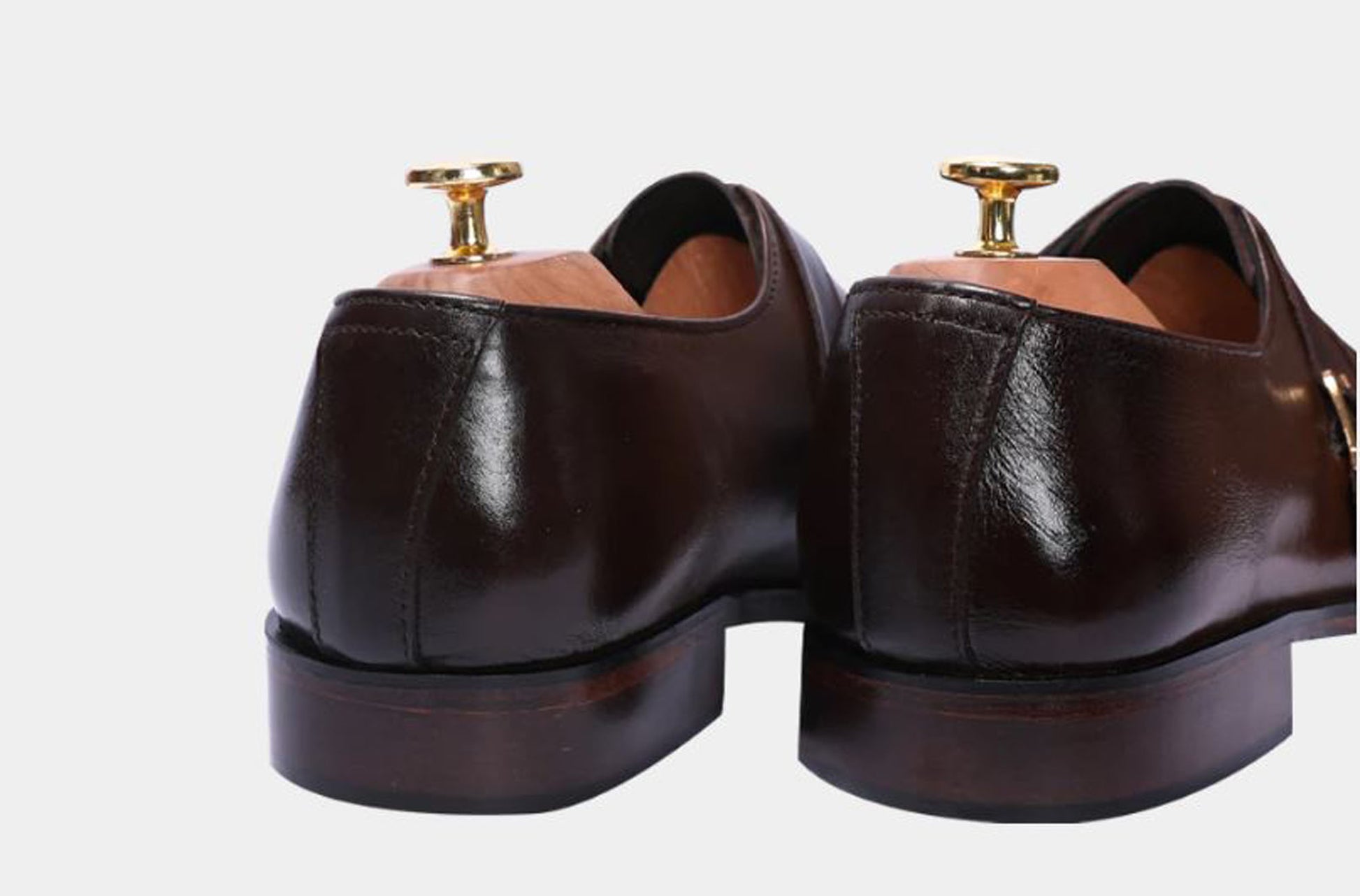 Handmade Chocolate Brown Color Genuine Leather Stylish Cap Toe Strap Shoes For Men's