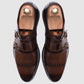 Handmade Chocolate Brown Color Genuine Leather Stylish Cap Toe Strap Shoes For Men's