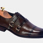 Handmade Chocolate Brown Color Genuine Leather Stylish Cap Toe Strap Shoes For Men's