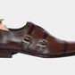 Handmade Chocolate Brown Color Genuine Leather Stylish Cap Toe Strap Shoes For Men's