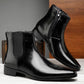 Handmade Black Color Genuine Calf Leather High Ankle Stylish Chelsea + Side Zipper Boots For Men's