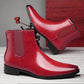 Handmade Black-Burgundy Color Genuine Calf Leather High Ankle Stylish Chelsea + Side Zipper Boots For Men's