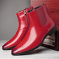 Handmade Black-Burgundy Color Genuine Calf Leather High Ankle Stylish Chelsea + Side Zipper Boots For Men's