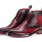 Handmade Wine Red Color Genuine Calf Leather Half Ankle Stylish Lace Up Chukka Boots For Men's