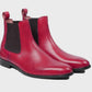 Handmade Red Color Genuine Leather High Ankle Stylish Chelsea Boots For Men's