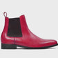 Handmade Red Color Genuine Leather High Ankle Stylish Chelsea Boots For Men's