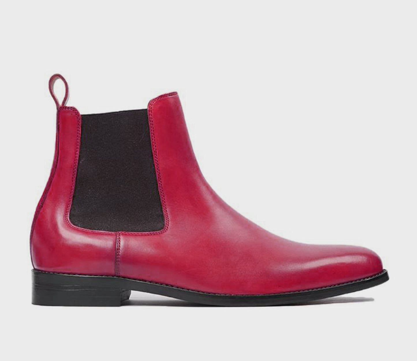 Handmade Red Color Genuine Leather High Ankle Stylish Chelsea Boots For Men's