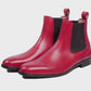 Handmade Red Color Genuine Leather High Ankle Stylish Chelsea Boots For Men's