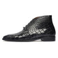 Handmade Black Color Genuine  Alligator Textured Leather Stylish Lace Up Chukka Boots Men' s