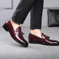 Handmade Maroon & Black Shaded Color Genuine  Alligator Textured Leather Stylish Loafers with Tasseled Shoes For Men's