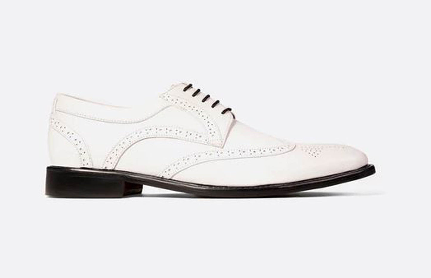 Handmade White Color Genuine Leather Wing Tip Classic Brogue's Stylish Oxfords Dress Shoes For Men's