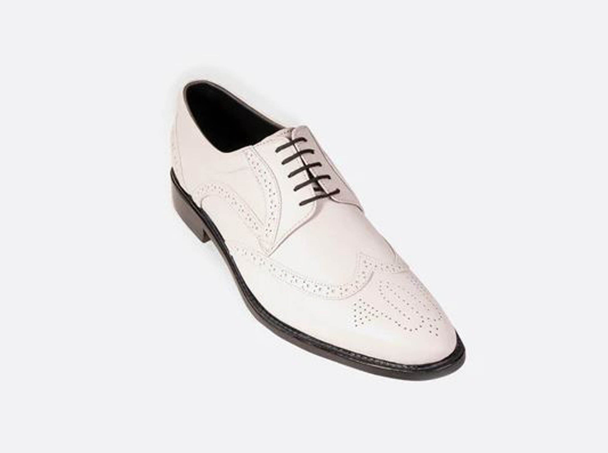 Handmade White Color Genuine Leather Wing Tip Classic Brogue's Stylish Oxfords Dress Shoes For Men's