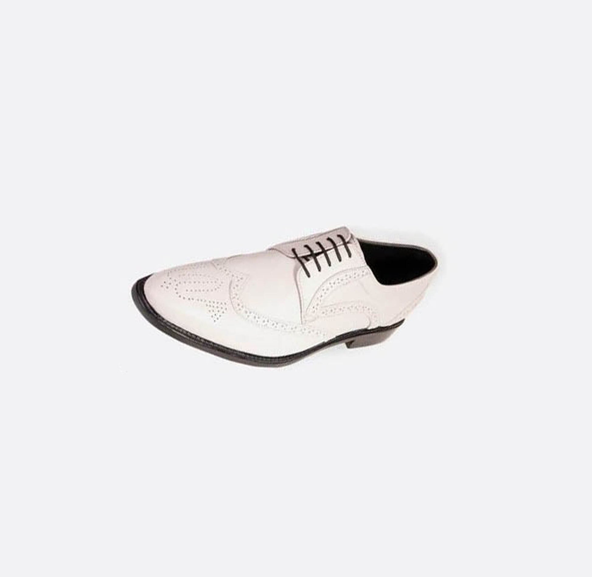 Handmade White Color Genuine Leather Wing Tip Classic Brogue's Stylish Oxfords Dress Shoes For Men's