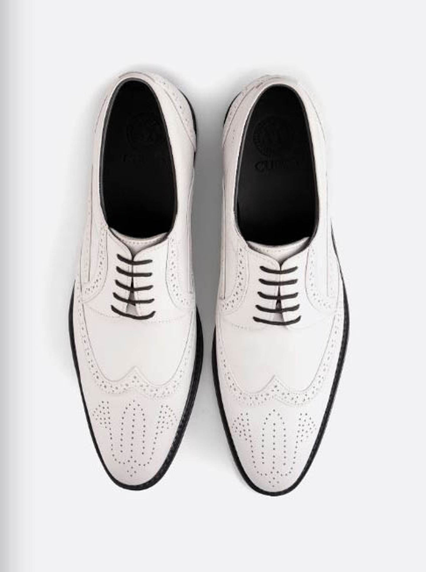 Handmade White Color Genuine Leather Wing Tip Classic Brogue's Stylish Oxfords Dress Shoes For Men's