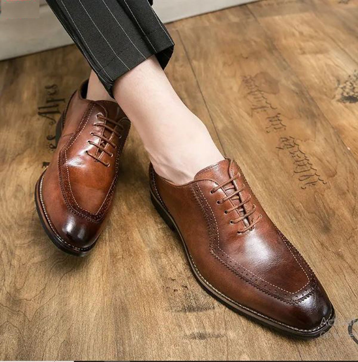 Handmade Dark Tan Color Genuine Leather Apron Toe Black Shaded Stylish Oxfords Dress Shoes For Men's