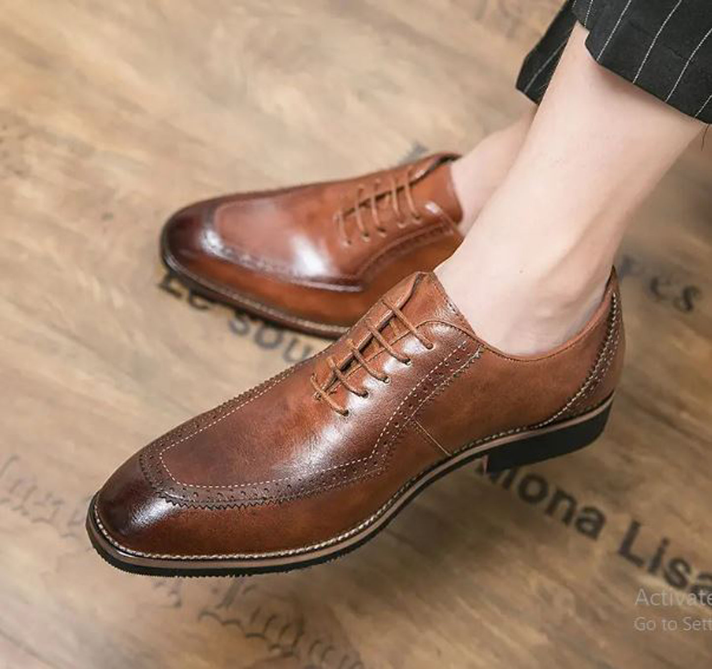 Handmade Dark Tan Color Genuine Leather Apron Toe Black Shaded Stylish Oxfords Dress Shoes For Men's