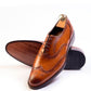 Handmade Orange Color Genuine Leather Wing Tip Brogues Stylish Oxfords Dress Shoes For Men's