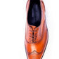 Handmade Orange, Black Color Genuine Leather Wing Tip Brogues Stylish Oxfords Dress Shoes For Men's