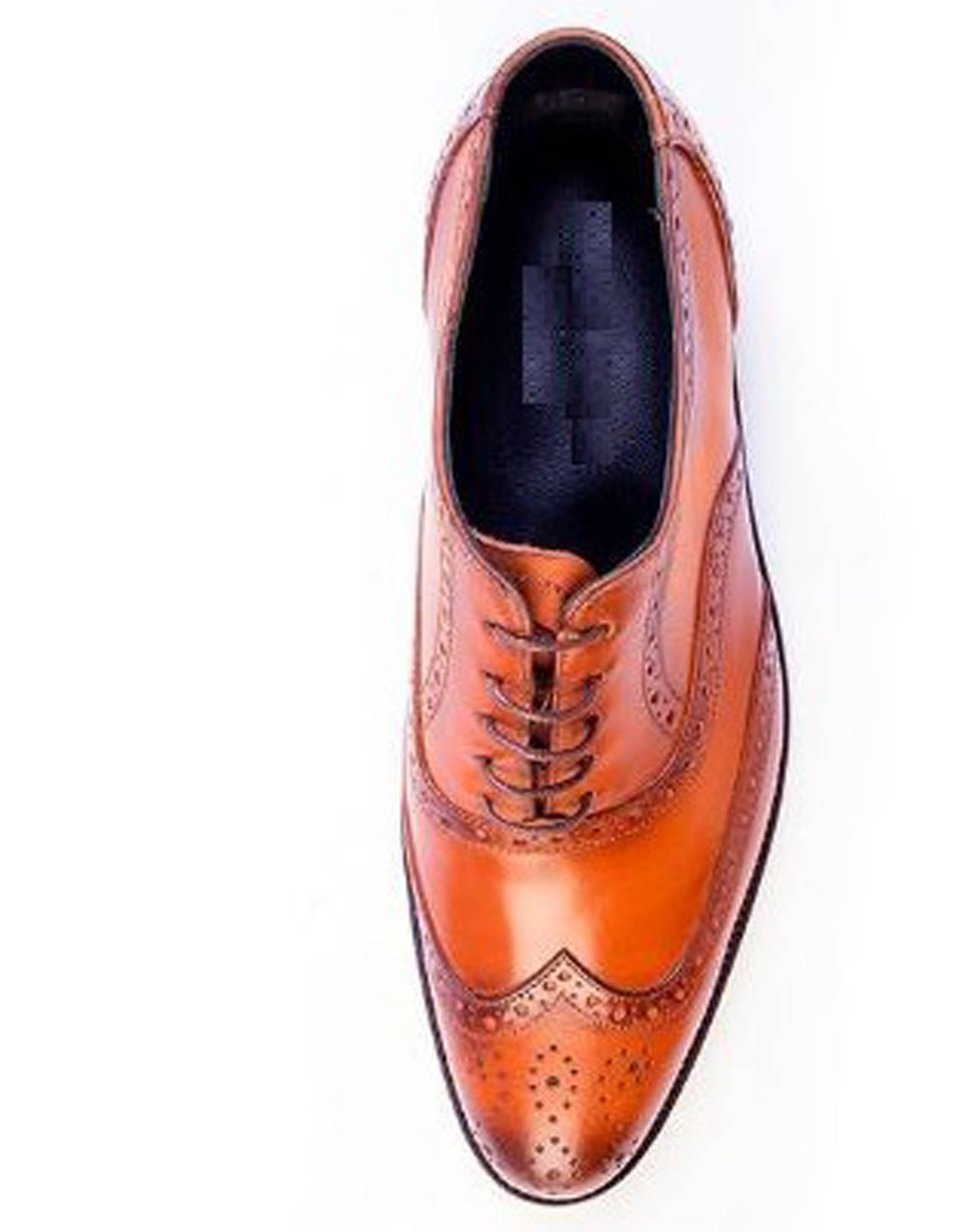 Handmade Orange, Black Color Genuine Leather Wing Tip Brogues Stylish Oxfords Dress Shoes For Men's