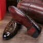 Handmade Brown Color Genuine Alligator Textured Leather Stylish Slip-On Tasseled Loafers Shoes For Men's