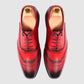 Handmade Red Color Genuine Leather Brogue's  Wing Tip Lace Up Stylish Oxfords Dress Shoes For Men's