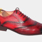 Handmade Red Color Genuine Leather Brogue's  Wing Tip Lace Up Stylish Oxfords Dress Shoes For Men's