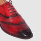 Handmade Red Color Genuine Leather Brogue's  Wing Tip Lace Up Stylish Oxfords Dress Shoes For Men's