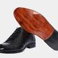 Handmade Black Color Genuine Leather Ostrich Skin Stylish Lace Up Shoes For Men's
