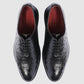 Handmade Black Color Genuine Leather Ostrich Skin Stylish Lace Up Shoes For Men's