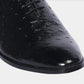 Handmade Black Color Genuine Leather Ostrich Skin Stylish Lace Up Shoes For Men's