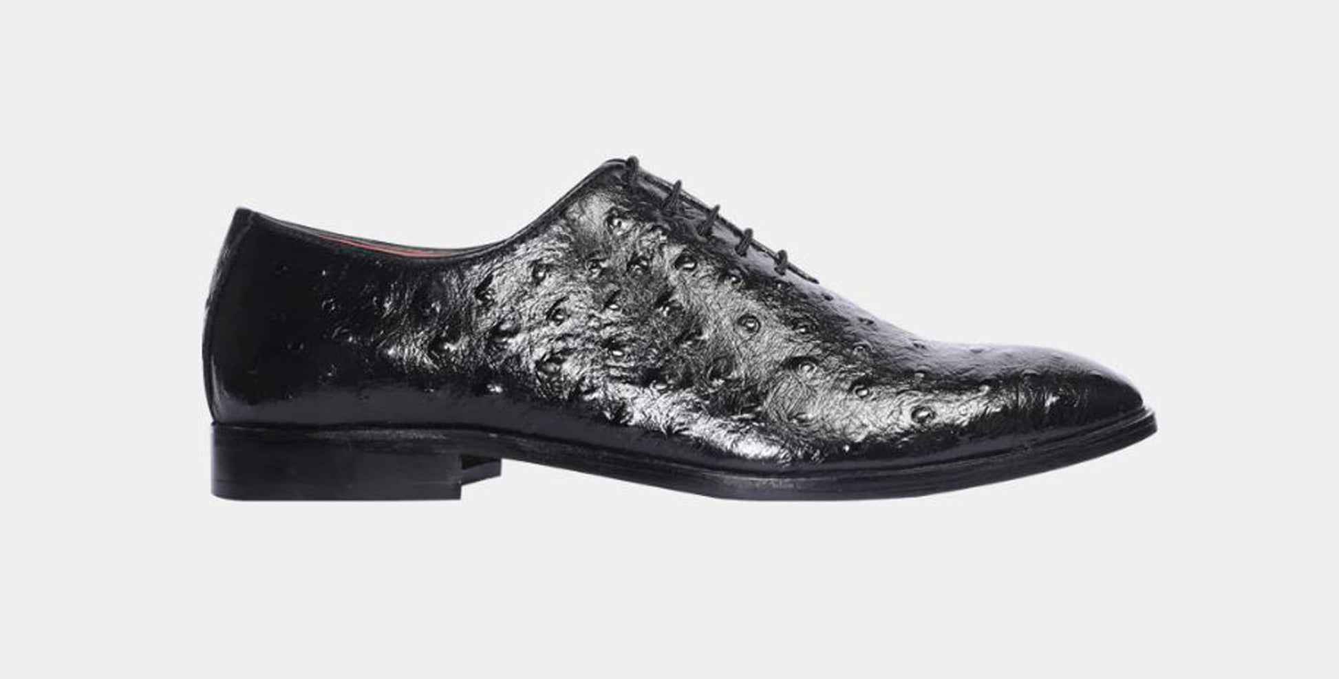 Handmade Black Color Genuine Leather Ostrich Skin Stylish Lace Up Shoes For Men's