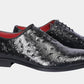 Handmade Black Color Genuine Leather Ostrich Skin Stylish Lace Up Shoes For Men's